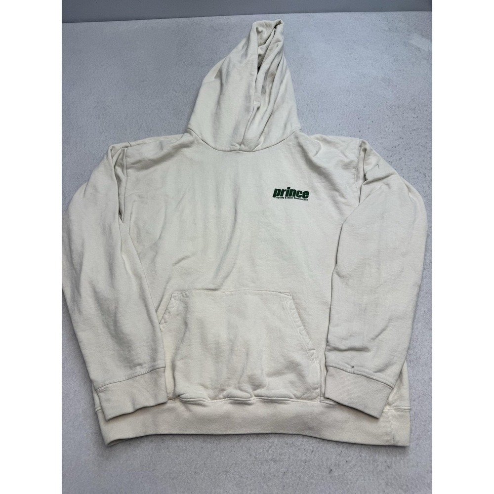 Sporty & Rich Hoodie Mens Large White Prince Tennis Club Pullover Sweatshirt
